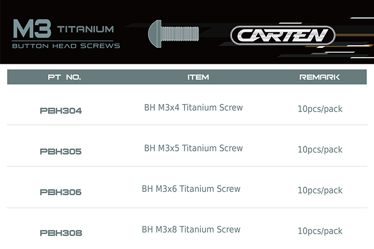 M3 TITANIUM BUTTON HEAD SCREWS